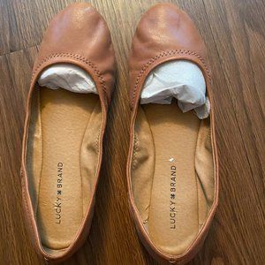 Erin Leather Ballet Flats Brown Cognac Hew Haze Lucky Brand Size 9.5